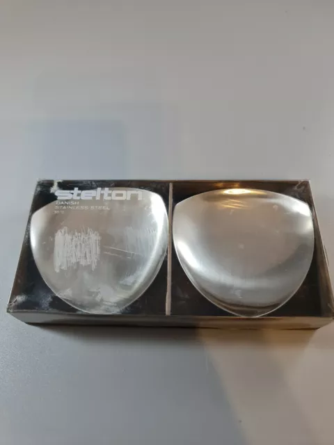 Vintage Stainless Denmark Danish Triangle Footed Sauce Salt Dishes Stelton MCM