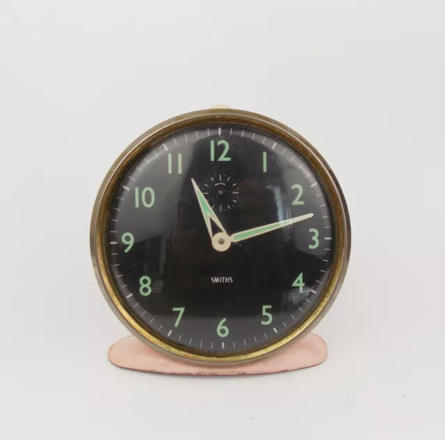 Vintage 1960s Alarm Clock SMITHS Great Britain Pink Table Desk Clock