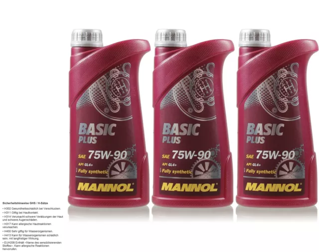 3L Original Mannol Basique Plus 75W-90 Api Gi 4 + Huile de Transmission