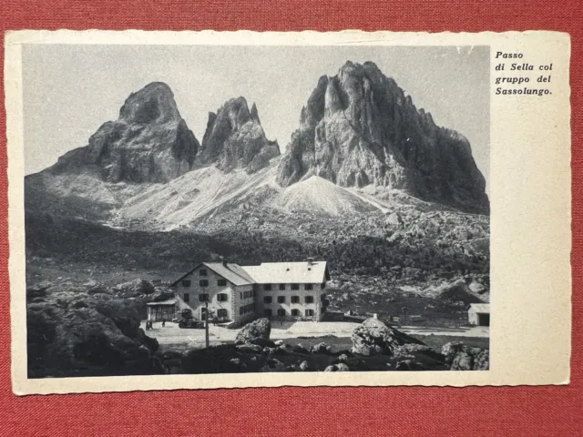 Cartolina - Passo Sella col Gruppo del Sassolungo - 1920 ca.