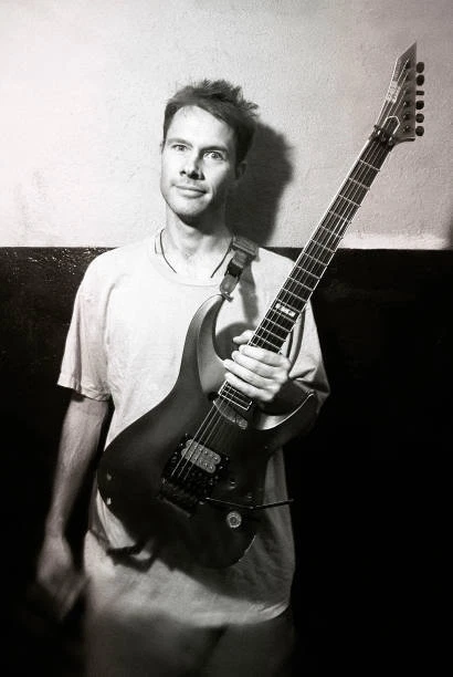 PAGE HAMILTON OF the American alternative metal band Helmet poses