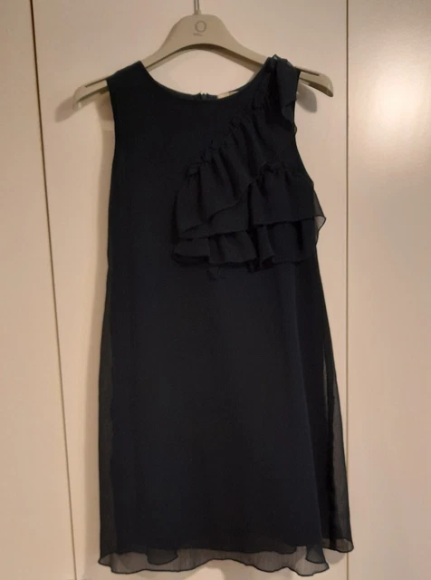 Abito elegante da bambina vestito per cerimonia in chiffon blu 9-10 anni h.140