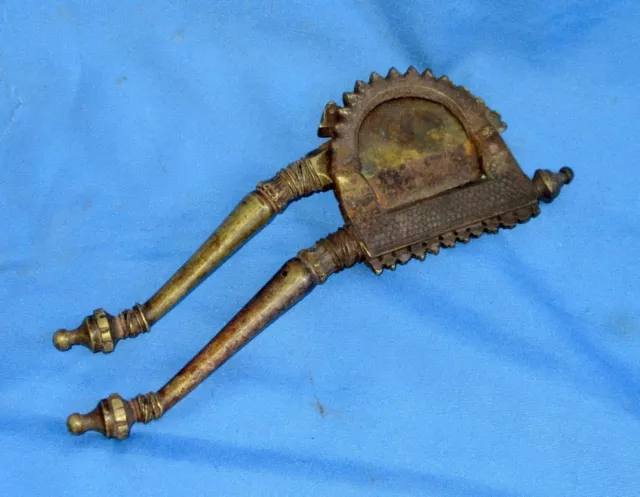 1850's Antique Old  Brass Hand Engraved Unique Cut Beautiful Betel Nut Cutter