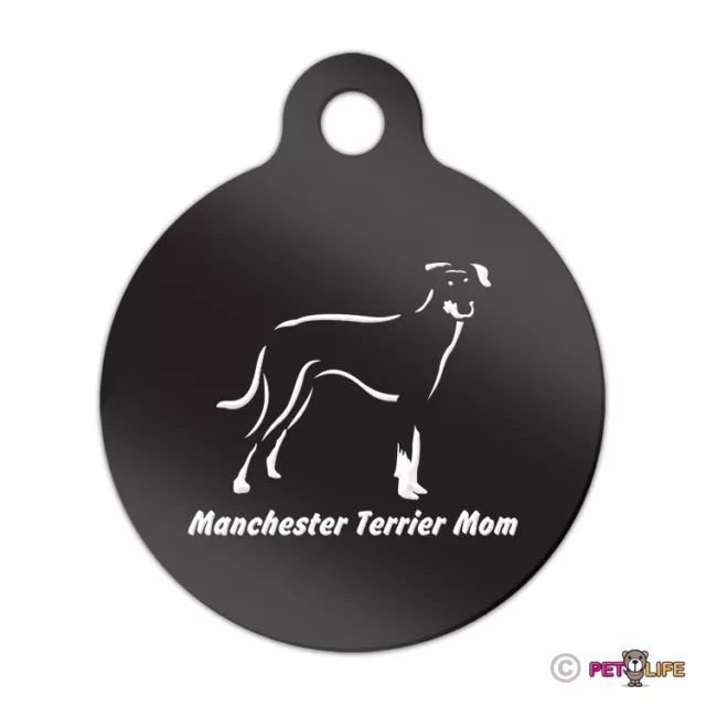 Manchester Terrier Mom Engraved Keychain Round Tag w/tab  Many Colors