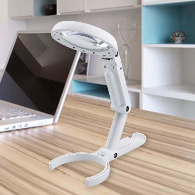 Lámpara de lectura con lupa iluminada 8LED HD lupa universal para joyeros de lectura