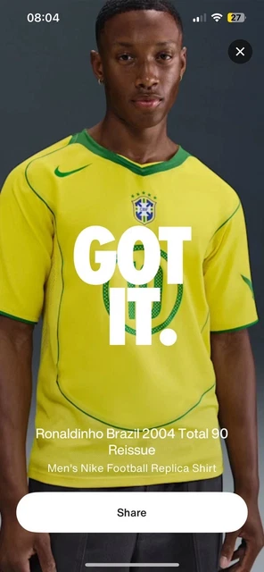 ウェア NIKE Brazil Ronaldinho CBF 2004 TOTAL 90 Shop Ronaldinho Brazil 2004 Total 90 Reissue Jersey