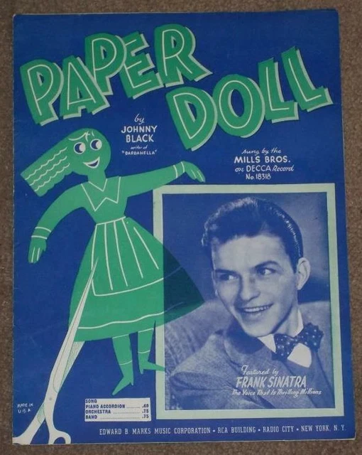 FRANK SINATRA SHEET MusicPaper DollLyrics Johnny BlackEX £3.27 PicClick UK