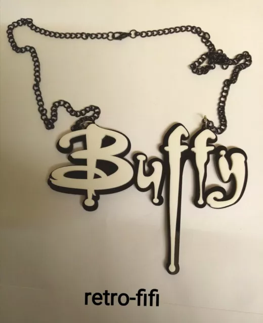 Large Word Logo,Buffy The Vampire Slayer Necklace. Laser Cut Acrylic. 90'S Tv.