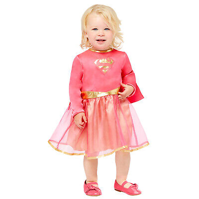Childs Pink Supergirl Fancy Dress DC Comic Costume Book Week Superhero Kid Girls