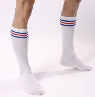 Men's | 80's | Old School | Classic Striped | High Knee | Athletic Tube Socks |