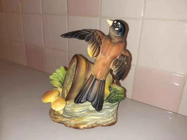 Vintage Ceramic Adorable Robin Bird Planter 6.2" tall x 4.7" x 3.7"