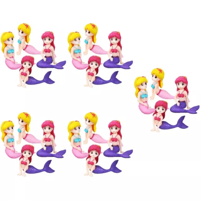 4 Piezas Mini Sirena Juguete Sirena Estatua Soporte Para Cupcakes