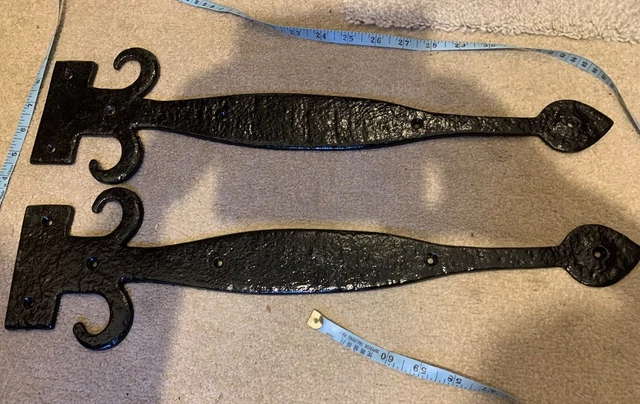 Hand forged Large Metal Decorative Faux Door Strap Hinges black arrowhead steel