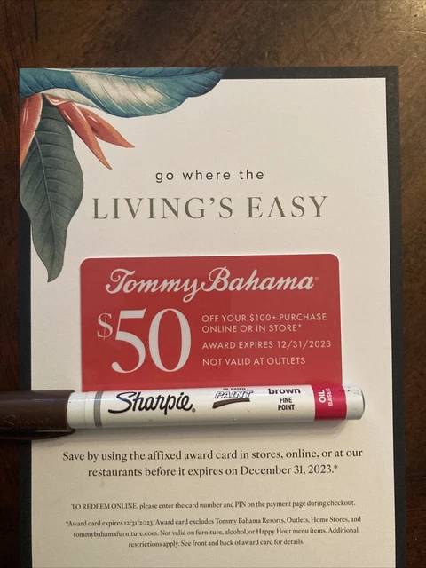 TOMMY BAHAMA 50 Off 100 Coupon IN STORE ONLINE EXP 12 31 23