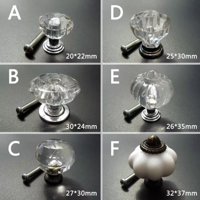 6pcs Acrylic Clear Drawer Cabinet Cupboard Dresser Door Window Handle Pull Knob