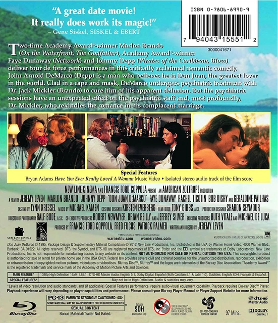 DON JUAN DEMARCO (Blu-ray) Marlon Brando Johnny Depp Faye Dunaway