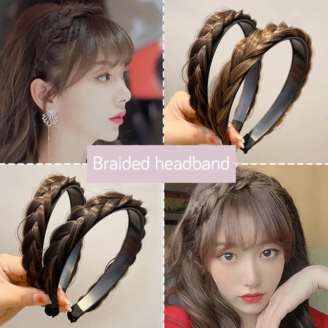 Diademas de peluca perezosa torcida para mujer trenzas anchas de espina de pescado bandas para el cabello hechas a mano Retr@