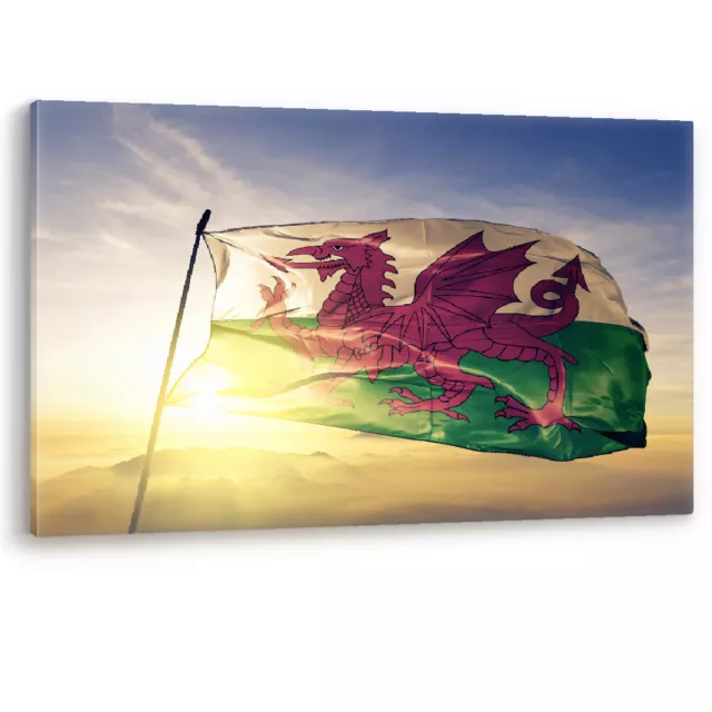 Galles Drago Rosso Galles Bandiera Nazionale Alba Corniciata Tela Stampa Immagine