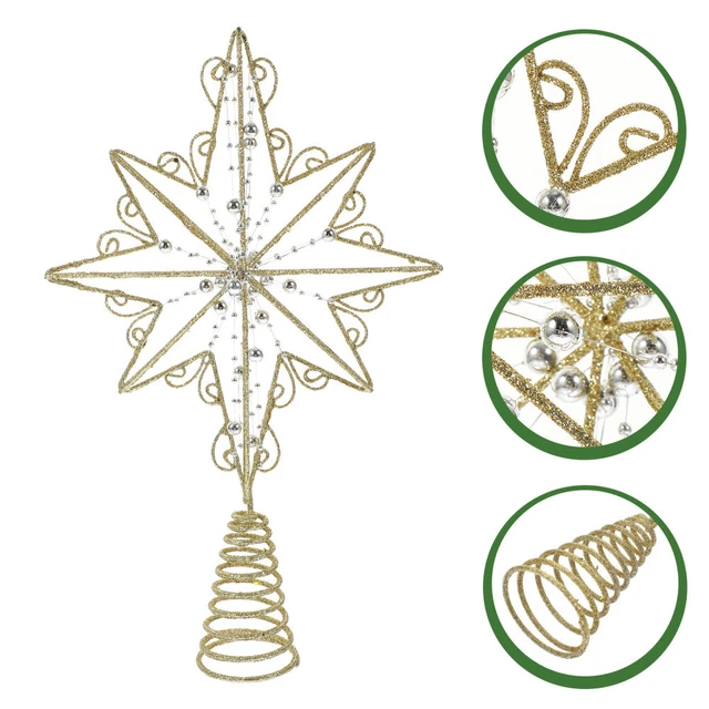 Fiesta Hogar Estrella Iluminada Estrella Árbol Tapa Árbol de Navidad Estrella Copa de Árbol Decoración