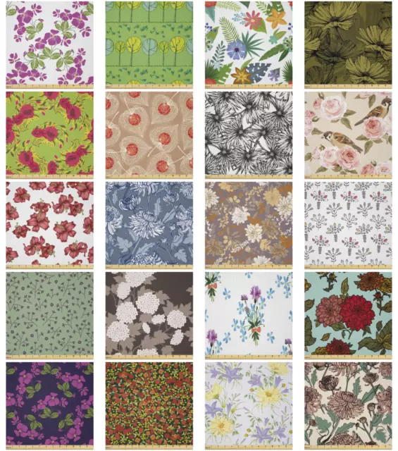 Ambesonne Colorful Floral Microfiber Fabric by The Yard for Arts and Crafts
