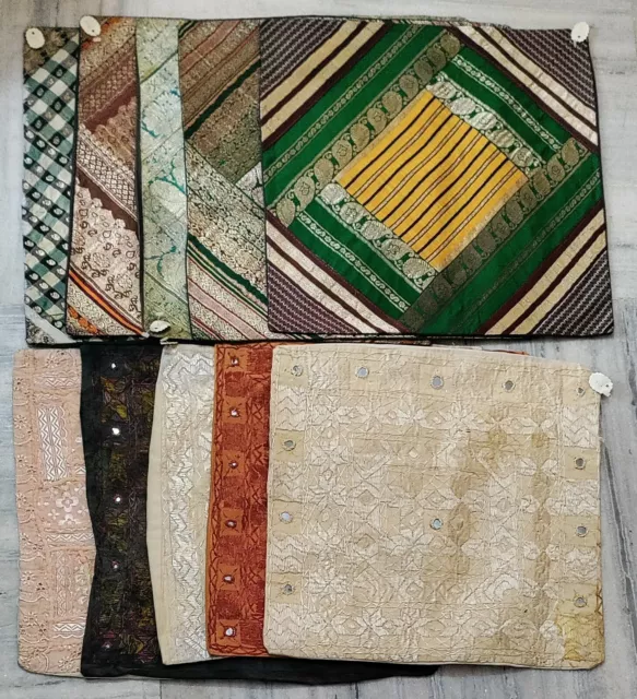 Fundas Cojín Conjunto De 10 Vintage Espejo Trabajo Y Patchwork Viejo Almohada #