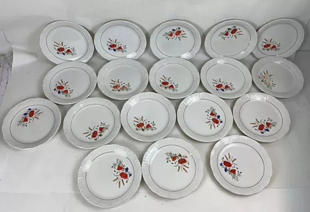 Ancien XXème ensemble de 18 assiettes à dessert Digoin Sarreguemines 3