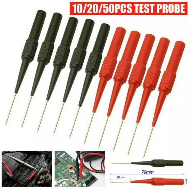 10 Multimeter Test Lead Extention Back Probe Sharp Needle Pins for banana 30V UK 3