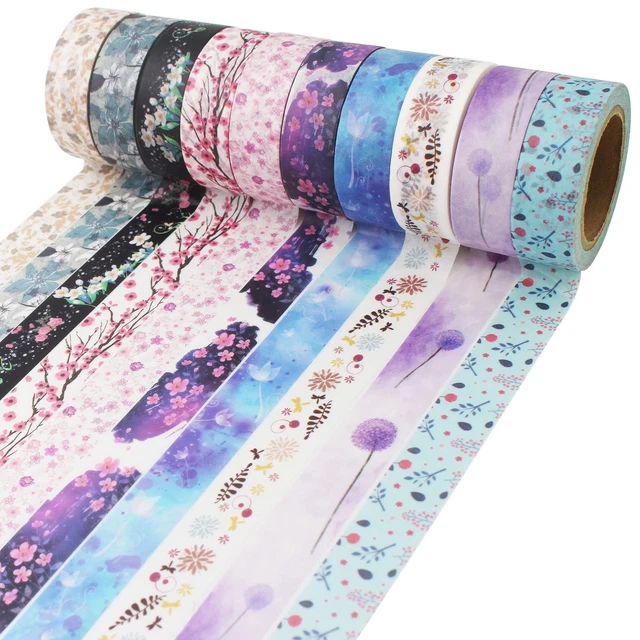 Set 10 Rotoli Washi Tape - Nastro Decorativo Per Diari, Scrapbooking, Regali, Design Colorati