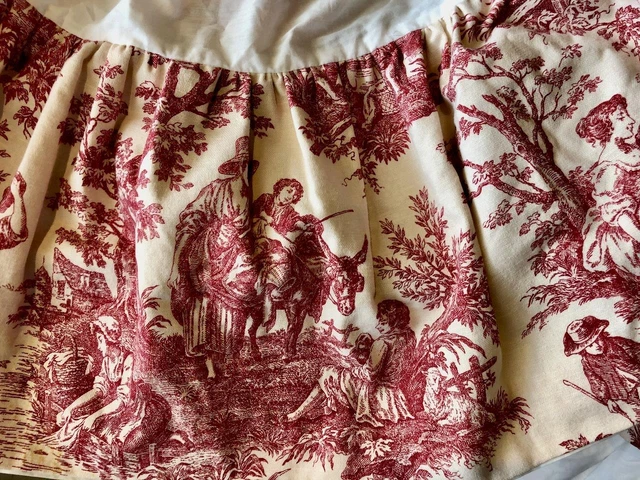 Waverly RED TOILE  "COUNTRY LIFE" Custom Lined Bed Skirt Dust Ruffle Full Size
