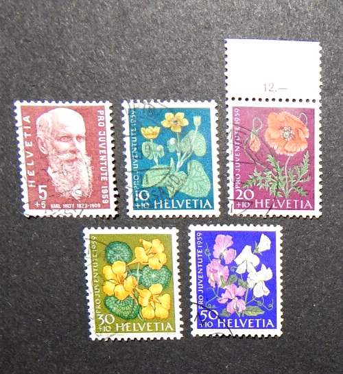 Schweiz 1959:  Satz Pro Juventute 1959, kpl., MN 687-691, gestempelt