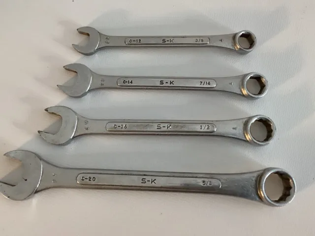 S&K  6 & 12 Point, SAE, Combination Wrenches C20, C16, C14, C12 (4 Pieces)