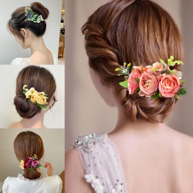 Flower Hair Wedding Boho Bride Comb Clips Pins Hair Accessories Headband Floral