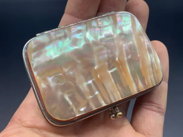 Antique French Art Nouveau Mother of Pearl Panel Accordion Coin Purse Bag c.1880 3