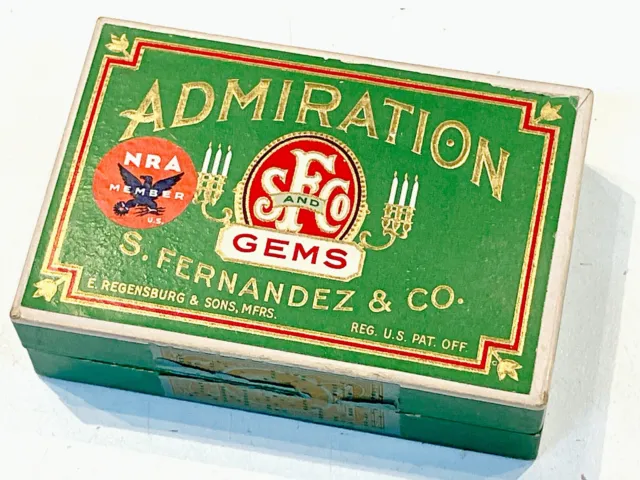 GGG 1920's S Fernandez & Co Admiration Gem Cigar Box NRA MEMBER label