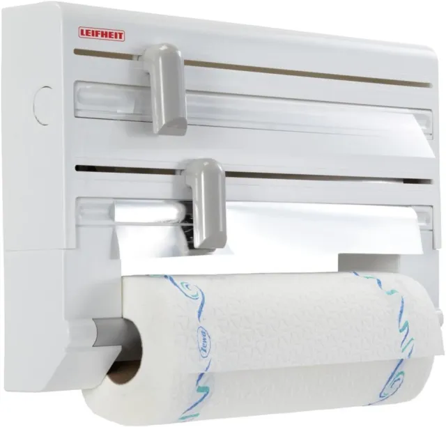 Dispensador de rollos de cocina Leifheit Parat, película montada en pared, soporte de papel de aluminio y papel,