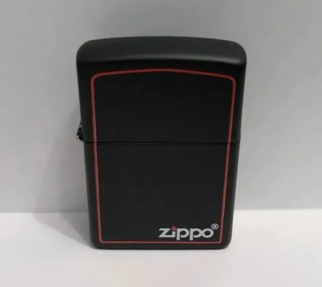 Zippo 2022 Black Matte Red Border Logo Case No Insert No Box Read