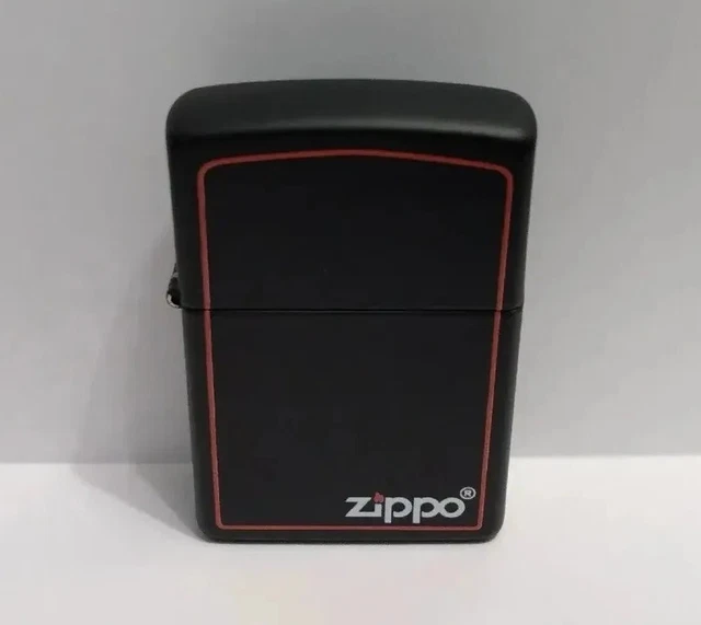 Zippo 2022 Black Matte Red Border Logo Case No Insert No Box Read