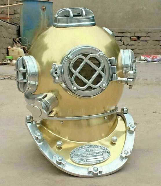 ANTIQUE US NAVY Mark V Maritime Divers Brass Diving Helmet Deep Sea ...