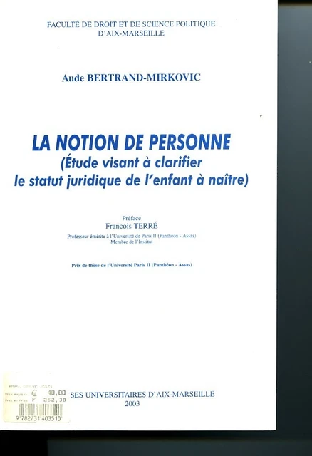 La notion de personne