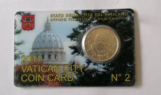 Vatikan offiz. Coin Card 2011 Nr. 2 mit 50 Cent Papst Benedikt,
