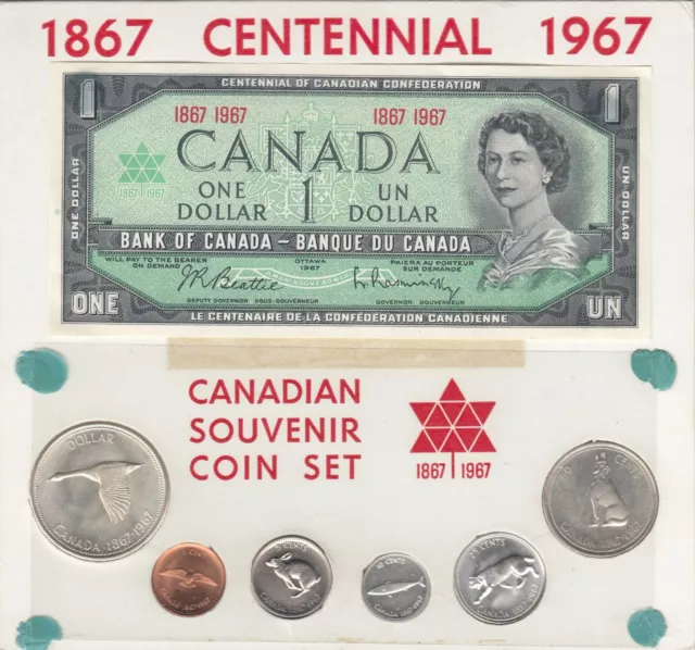 1967 Canada Coin & Banknote Set in Collectible Cardboard Holder