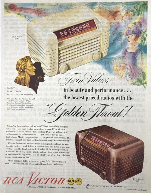 Vintage RCA VICTOR Radio Table Sets Golden Throat  1947 Magazine Print Ad BG93
