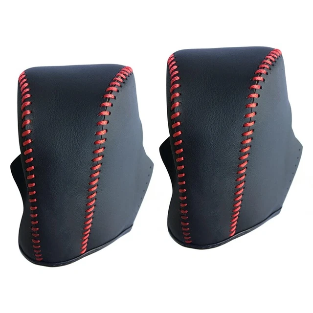 2x cuciture a mano LEDer cambio leva pulsante copertura adatto per freno a mano AbdecW7G2