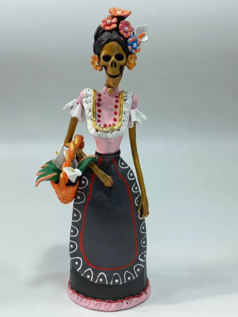 FINE ART CATRINA mexican day of the dead folk art handmade clay figure 12"