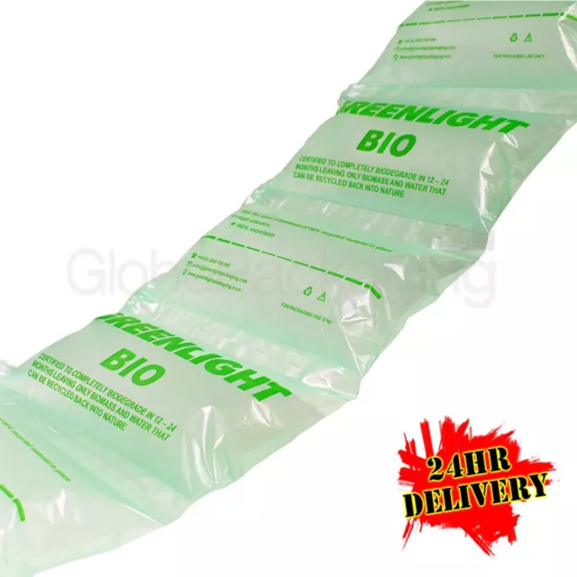 600 x BIODEGRADABLE PRE INFLATED AIR PILLOWS CUSHIONS VOID LOOSE FILL 100x200mm