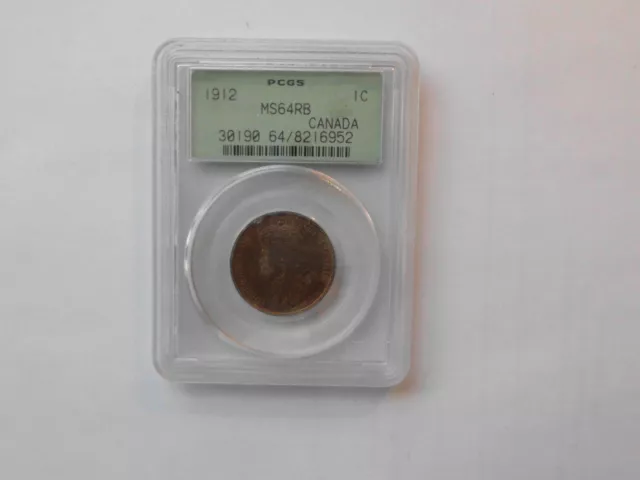 1912 CANADA One Cent PCGS MS64 RB