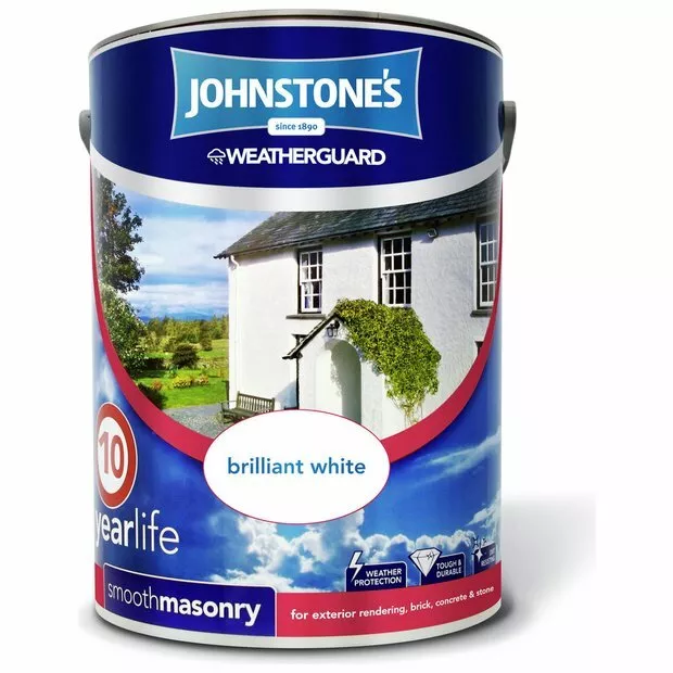 Johnstones Masonry White Paint Weatherguard Outside Exterior Paint 10 Year 5L