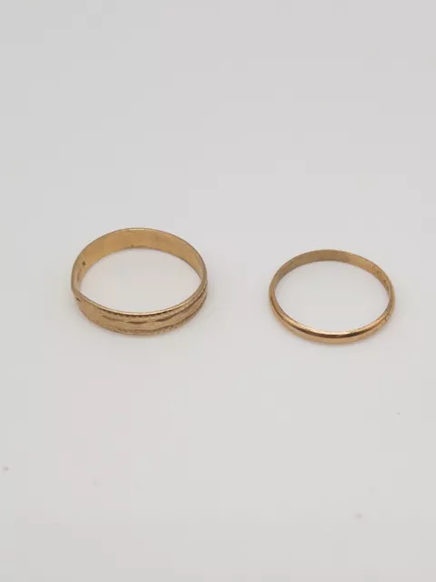 Antique Victorian 1890 SET of TWO 10k Yellow Gold BABY CHILD Eternity Band Rings