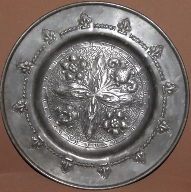 Antique Ornate Floral Silver Plated Wall Decor Plate