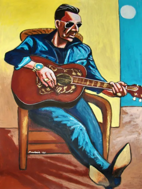 Bruce Springsteen Peinture Western Stars Désert Paysage Gibson J-200 Acoustique